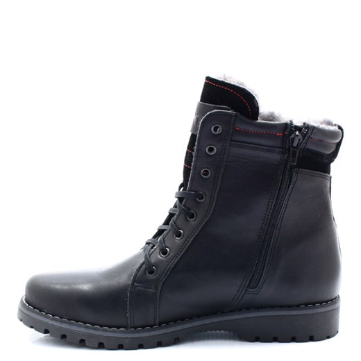 Buty zimowe męskie Kent ze skóry granatowe sznurowane na zimę 