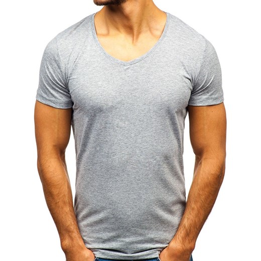 T-shirt męski w serek szary Denley 2309  Denley XL promocyjna cena  