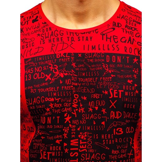 T-shirt męski z nadrukiem czerwony Denley 1173  Denley XL okazja  
