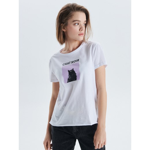 Cropp - Koszulka z nadrukiem - Biały Cropp  S 