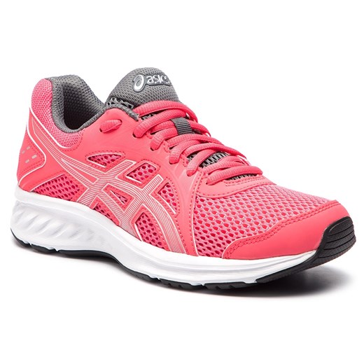Buty sportowe damskie różowe Asics do biegania bez wzorów ze skóry ekologicznej 