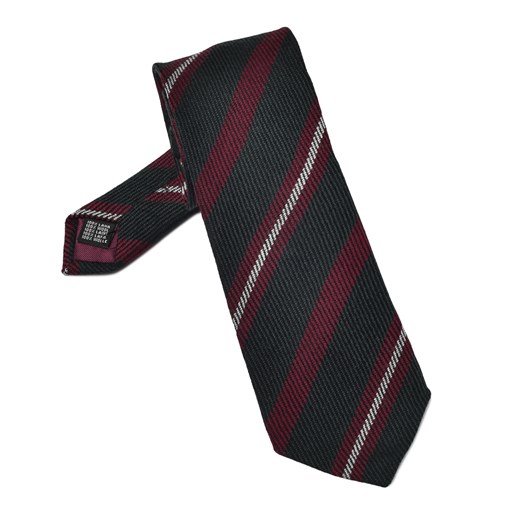 Granatowy krawat wełniany VAN THORN w bordowe pasy  Van Thorn  EleganckiPan.com.pl