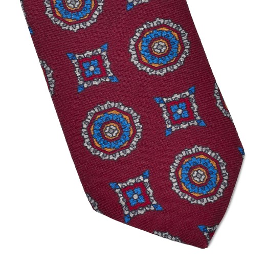 Ciemnoczerwony krawat wełniany VAN THORN w duży wzór  Van Thorn  EleganckiPan.com.pl