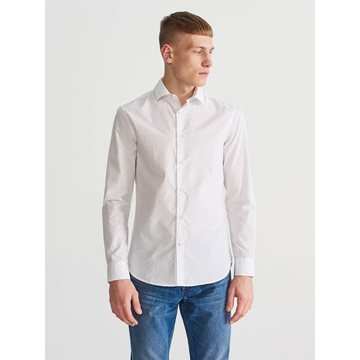 Reserved - Koszula slim fit z drobnym wzorem - Biały Reserved  XXL 