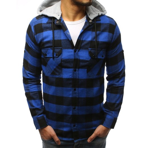 Koszula męska w kratę niebiesko-czarną (dx1695) Dstreet  S 