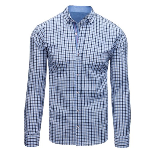 Niebiesko-biała koszula męska w kratę (dx1683) Dstreet  3XL 
