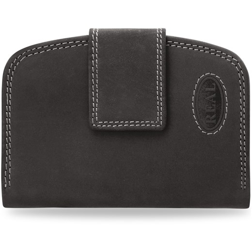 Skórzany portfel damski real praktyczny i funkcjonalny - czarny