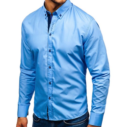 Koszula męska niebieska Denley z długim rękawem 