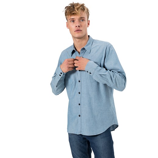 Koszula męska Levis niebieska bez wzorów z długim rękawem 