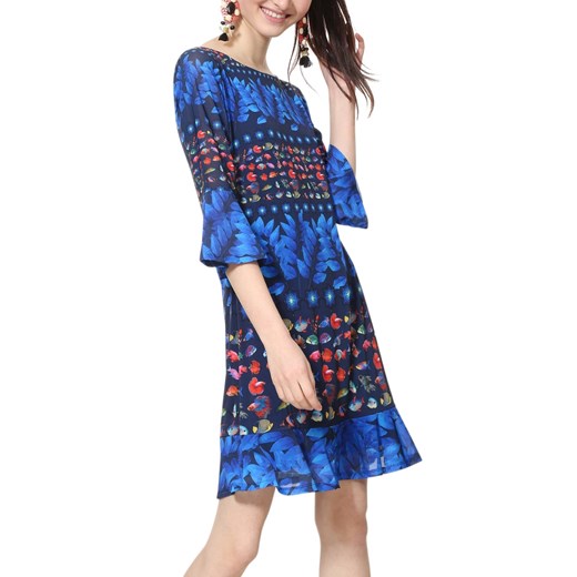 Sukienka Desigual w abstrakcyjnym wzorze mini z długim rękawem 