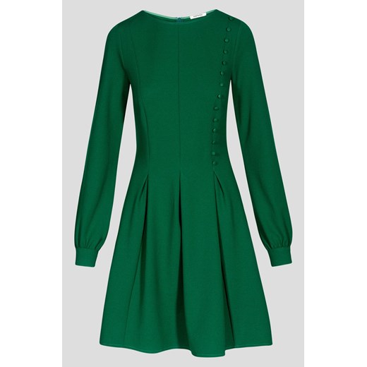 ORSAY sukienka z okrągłym dekoltem zielona z długimi rękawami bez wzorów mini dzienna 