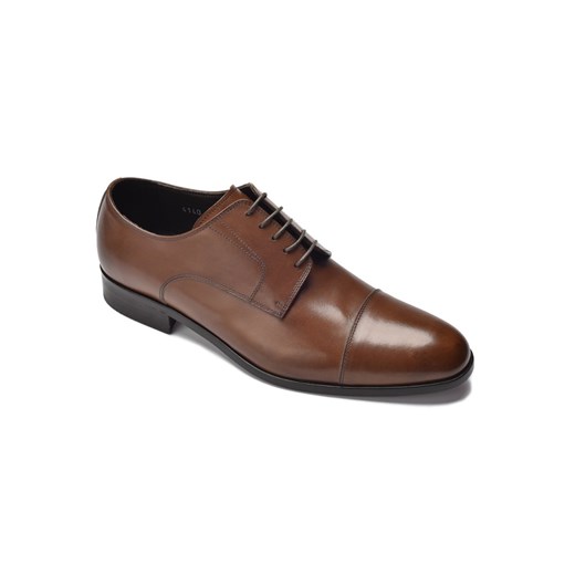 Eleganckie i luksusowe brązowe skórzane buty męskie typu derby rozmiar 43,5