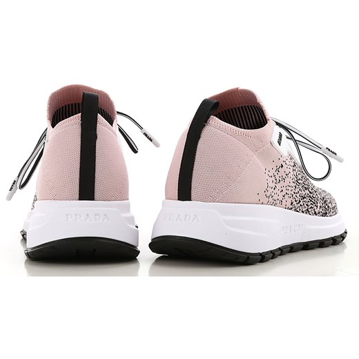 Buty sportowe damskie wielokolorowe Prada casualowe w stylu młodzieżowym wiązane skórzane w abstrakcyjnym wzorze 