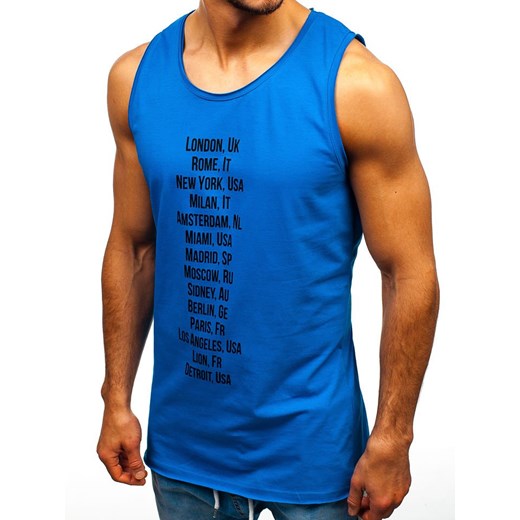 T-shirt męski niebieski Denley z nadrukami 