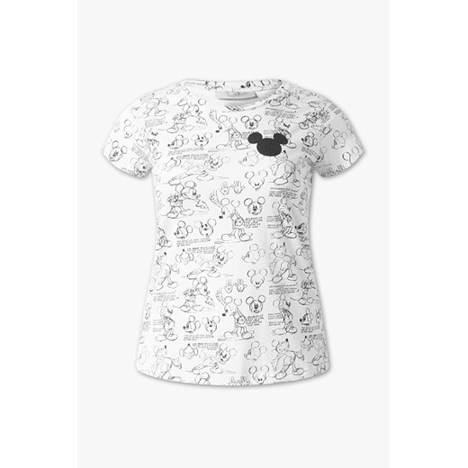 Biała bluzka damska Clockhouse bawełniana z okrągłym dekoltem w abstrakcyjnym wzorze 
