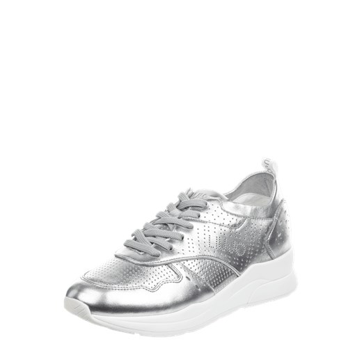 Sneakersy damskie Liu Jo Milano srebrne bez wzorów skórzane sznurowane 
