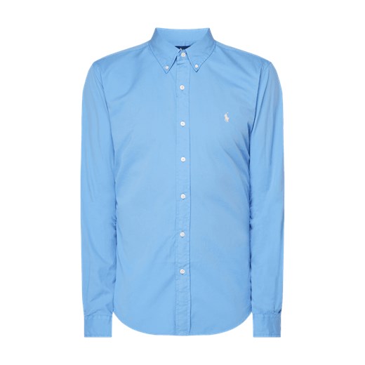 Koszula męska Polo Ralph Lauren bez wzorów z kołnierzykiem button down casual niebieska bawełniana 