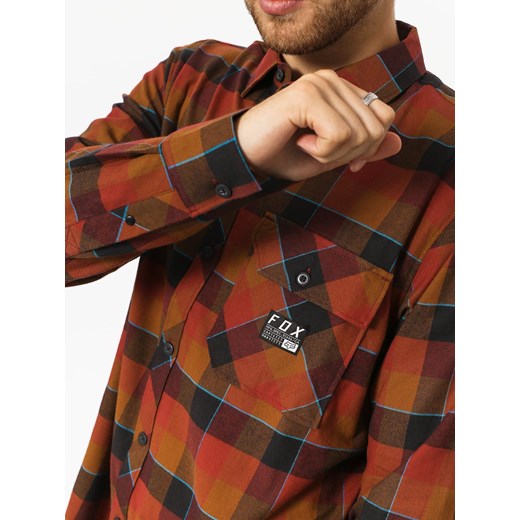 Koszula męska Fox w kratkę z bawełny z długim rękawem 