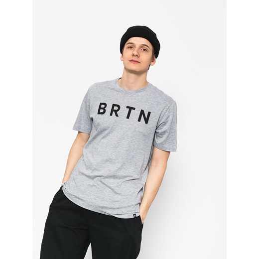 Szary t-shirt męski Burton z krótkim rękawem w stylu młodzieżowym 