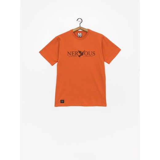 T-shirt męski Nervous pomarańczowa z napisem z krótkimi rękawami 
