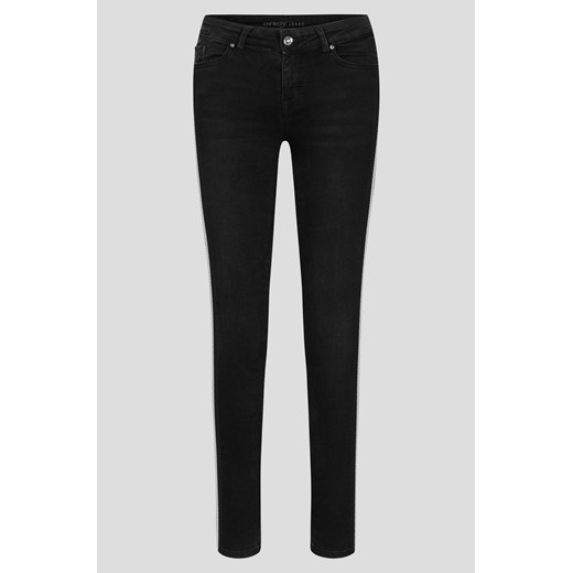 Czarne jeansy damskie ORSAY z aplikacjami  
