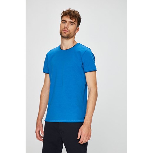 T-shirt męski Medicine niebieski z krótkimi rękawami gładki casualowy 