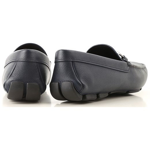Mokasyny męskie niebieskie Prada casual skórzane