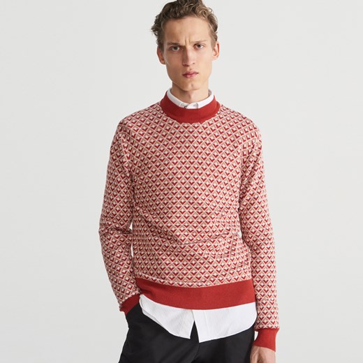 Sweter męski Reserved z wiskozy różowy młodzieżowy 