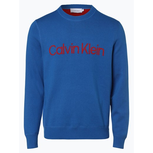 Sweter męski niebieski Calvin Klein z napisem 