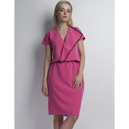 Lanti sukienka różowa ołówkowa z krótkim rękawem midi 