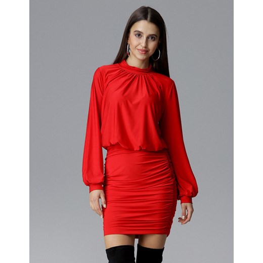 Figl sukienka z długimi rękawami czerwona mini 