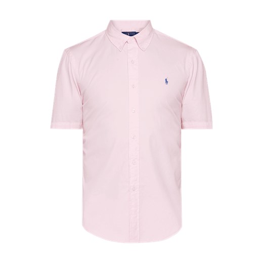 Koszula męska różowa Polo Ralph Lauren bez wzorów z kołnierzykiem button down 