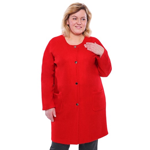 Elegancki czerwony płaszcz z kieszeniami
