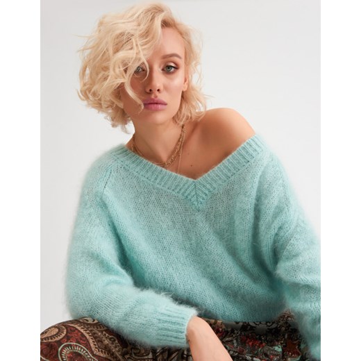 Sweter damski Bad Icon moherowy bez wzorów casual