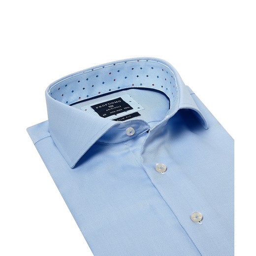 Koszula męska Profuomo niebieska gładka elegancka z klasycznym kołnierzykiem 