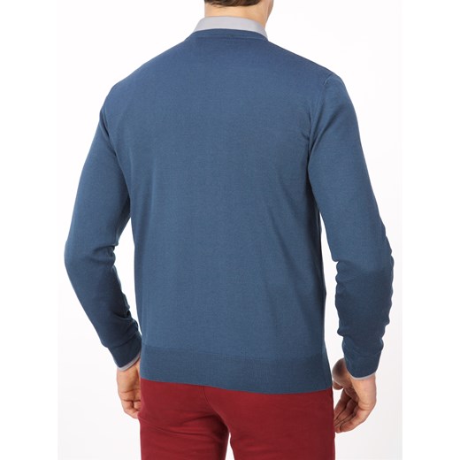 Sweter męski niebieski Lanieri Fashion w serek 