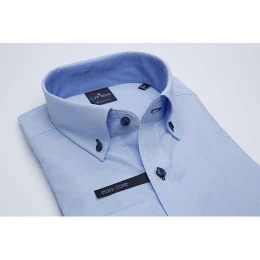 Koszula niebieska - kołnierzyk button down - body fit (wzrost 176-182)  Lanieri XL wyprzedaż Lanieri.pl 