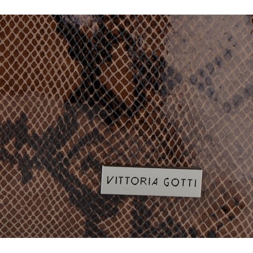 Vittoria Gotti Ekskluzywne Torebki Skórzane Włoski Shopper w rozmiarze XL motyw węża Ziemisty (kolory) Vittoria Gotti   promocja PaniTorbalska 