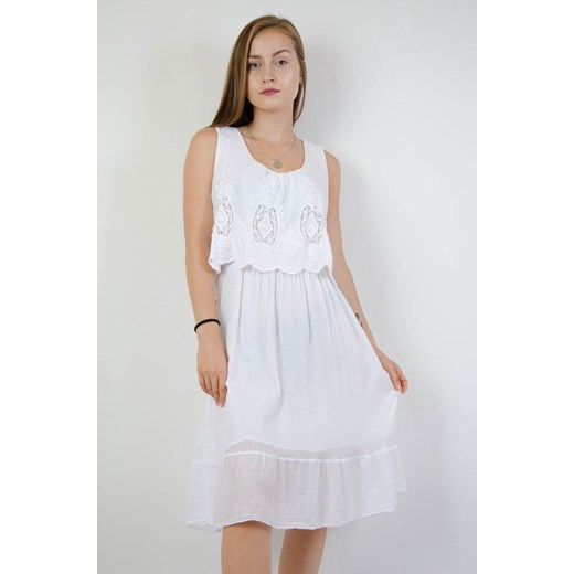 Biała sukienka z ażurowym crop topem