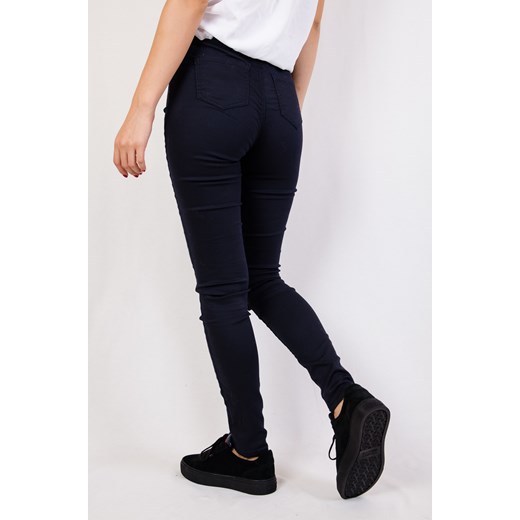 Granatowe spodnie skinny jeans z wysokim stanem  Olika S olika.com.pl