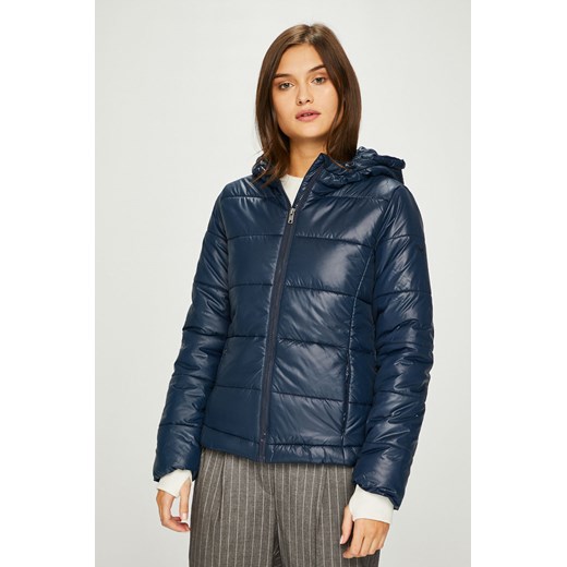 Kurtka damska Pepe Jeans krótka niebieska bez wzorów z kapturem Kurtka damska Pepe Jeans krótka niebieska bez wzorów z kapturem