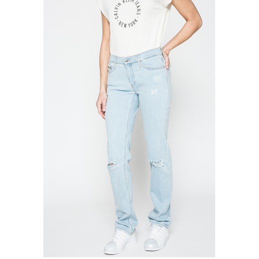 Niebieskie jeansy damskie Calvin Klein w miejskim stylu 