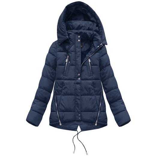 KRÓTKA KURTKA Z KAPTUREM GRANATOWA (YB917) Black&fish XXL (44) wyprzedaż goodlookin.pl