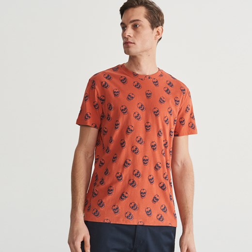 Reserved - T-shirt z printem - Pomarańczo  Reserved L 