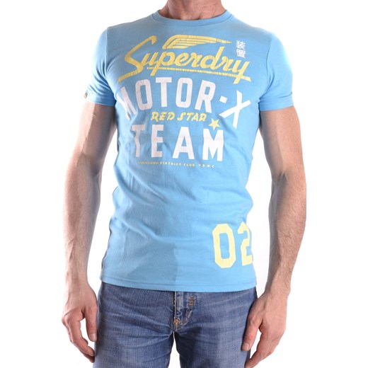 T-shirt męski Superdry niebieski z poliestru 