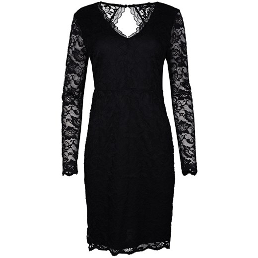 Sukienka Vero Moda czarna z dekoltem w literę v dopasowana z długim rękawem 