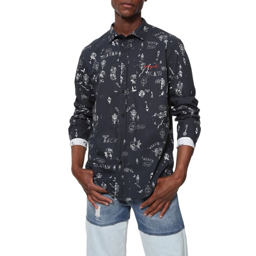 Koszula męska Desigual w stylu młodzieżowym w abstrakcyjnym wzorze 