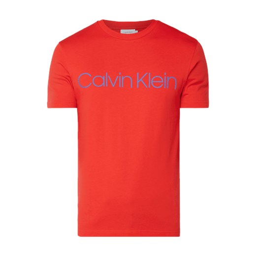 Czerwony t-shirt męski Calvin Klein jesienny 