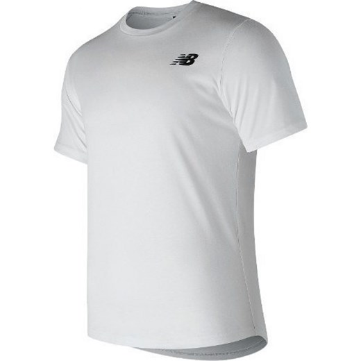 T-shirt męski New Balance biały bez wzorów z krótkim rękawem 