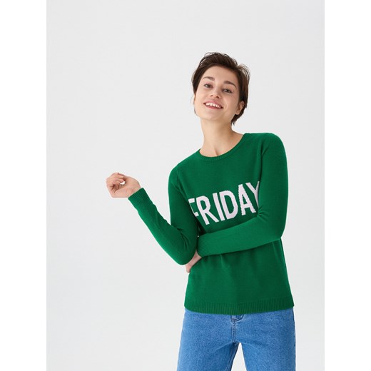 House - Sweter z napisem Friday - Zielony House  M 
